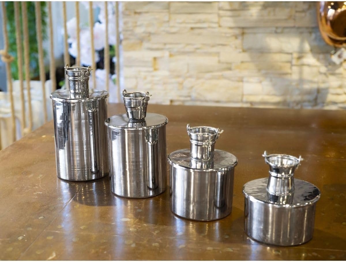 4 Nickel‑Plated Copper Spice Jars Set