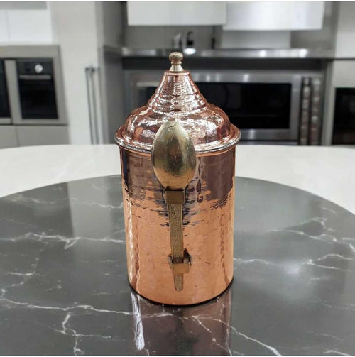 2 Hammered Copper Coffee Jar with Spoon