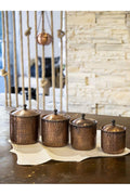 4 Oxidized Hammered Copper Spice Jars
