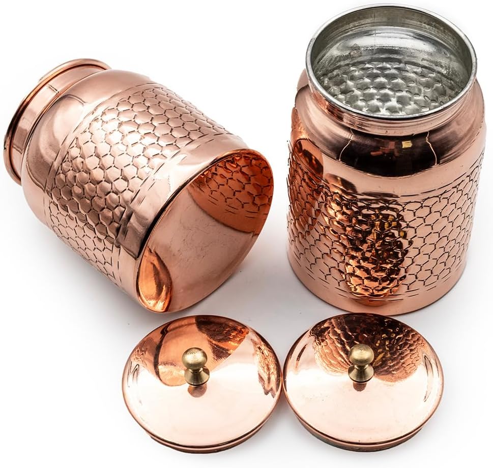 2 Honeycomb Copper Spice Storage Jars