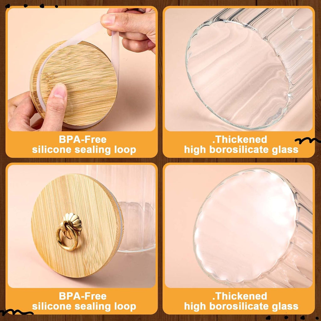 6 Glass Storage Jars with Airtight Lids