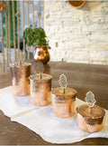 4 Bright Copper Handmade Spice Jars Set