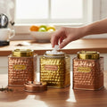 3 Square Stainless Steel Canisters Copper Gold Finish