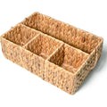 4‑Section Rectangular Hyacinth Woven Storage Basket