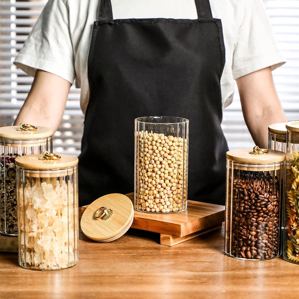 6 Glass Storage Jars with Airtight Lids