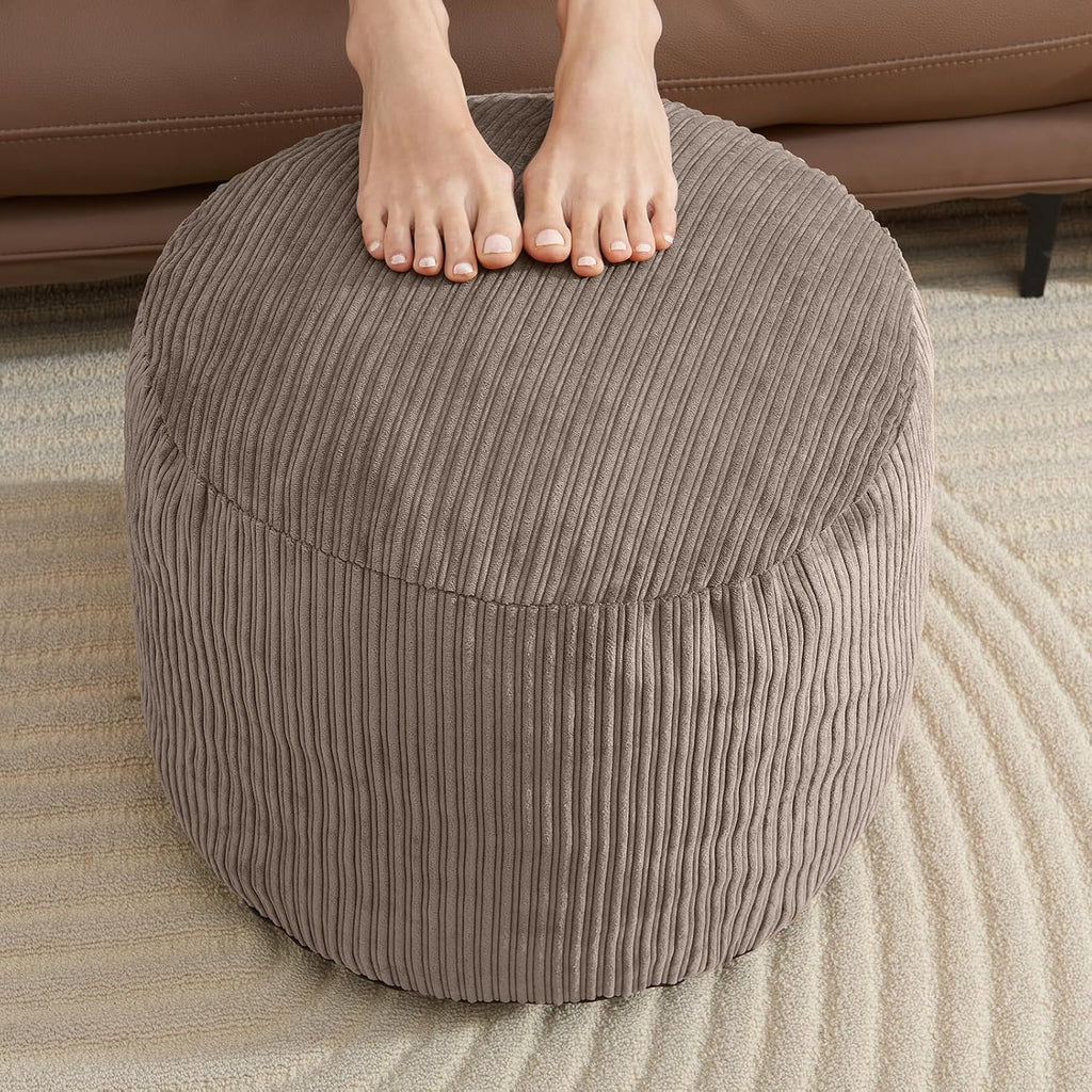 Small Brown Corduroy Pouf Ottoman 20x15"