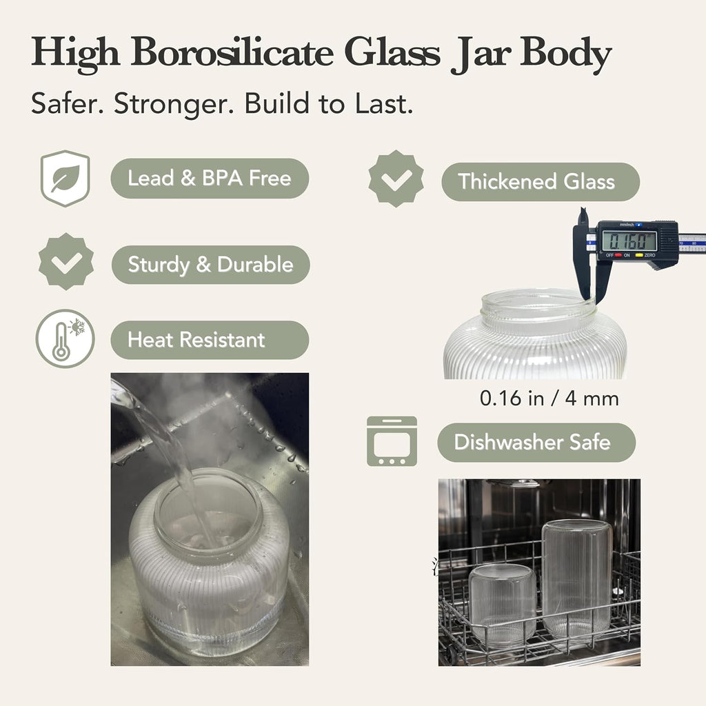 2 Glass Jars with Airtight Wooden Lid