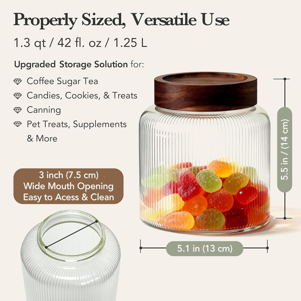 2 Glass Jars with Airtight Wooden Lid
