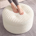 23.6" Beige Corduroy Pouf Ottoman