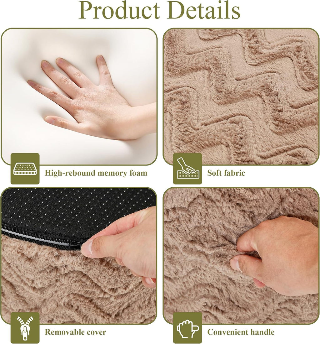 Small Brown Chevron Memory Foam Pouf Ottoman