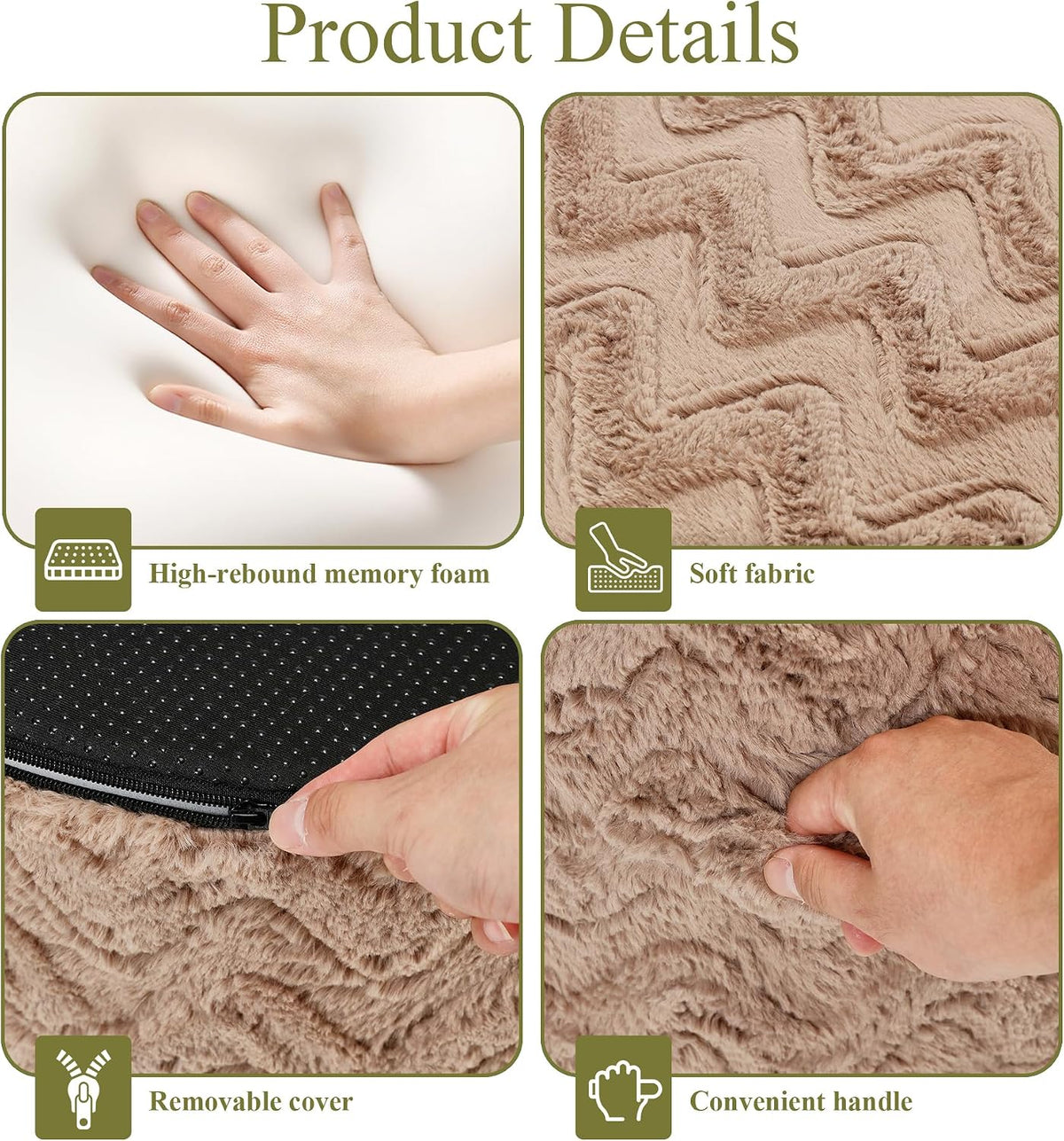Small Brown Chevron Memory Foam Pouf Ottoman