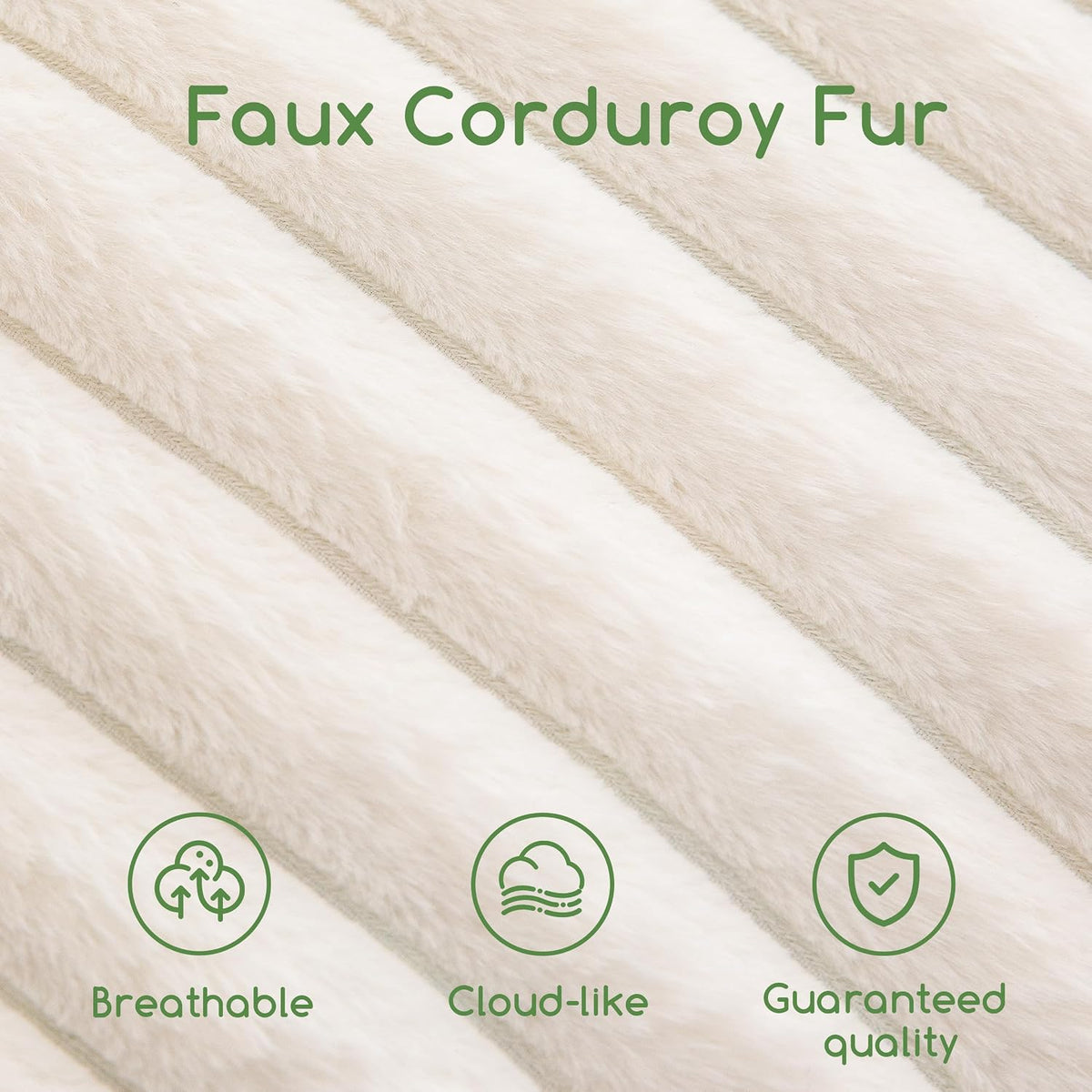 20"×15" Beige Stripe Faux Fur Round Pouf Ottoman