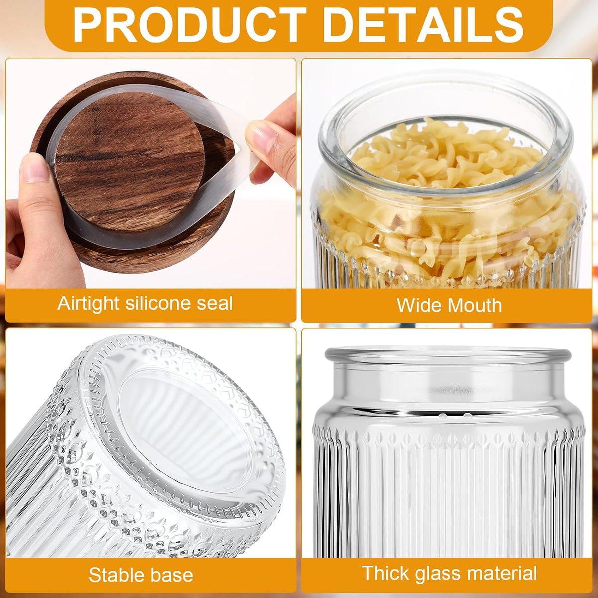 6 Vintage Glass Jars with Wood Lids