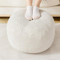 20"×15" White Stuffed Round Pouf Ottoman