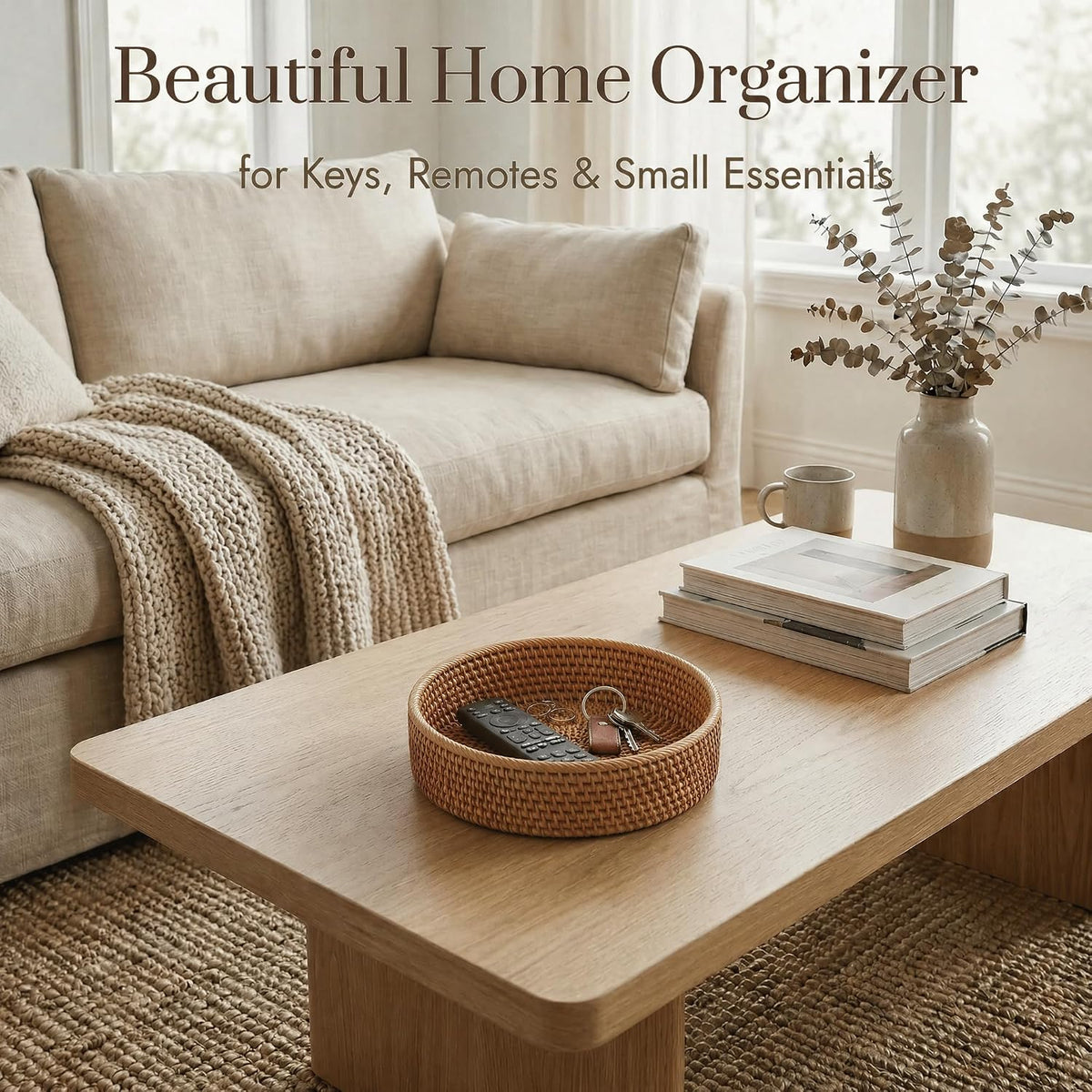 Set of 3 Handwoven Rattan Round Storage Baskets