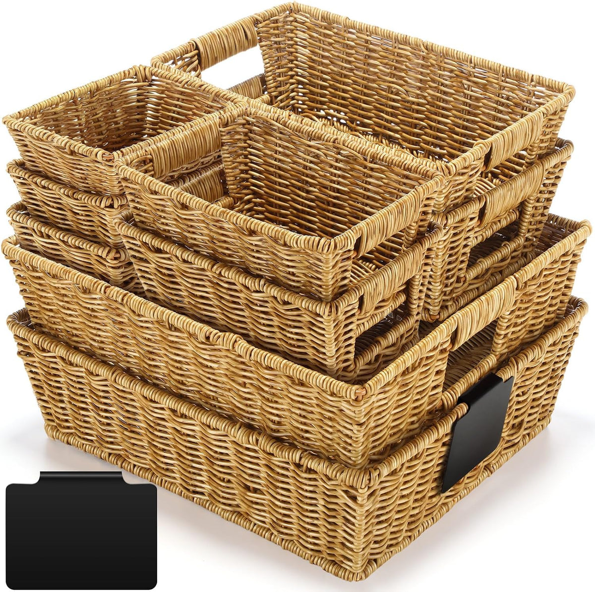 9‑Pcs Brown Multi‑Size Wicker Storage Baskets