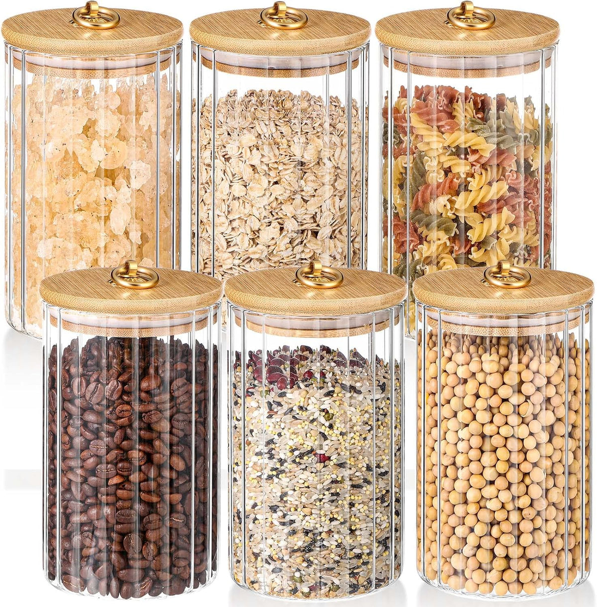 6 Glass Storage Jars with Airtight Lids