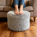 19"×15" Grey Modern Round Foam Pouf Ottoman