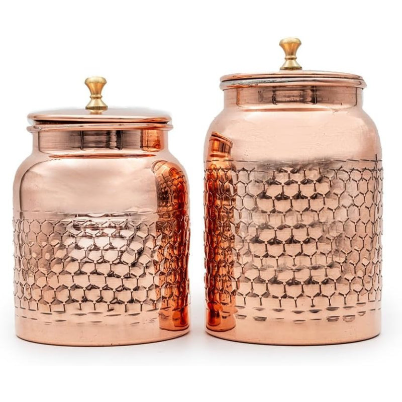 2 Honeycomb Copper Spice Storage Jars