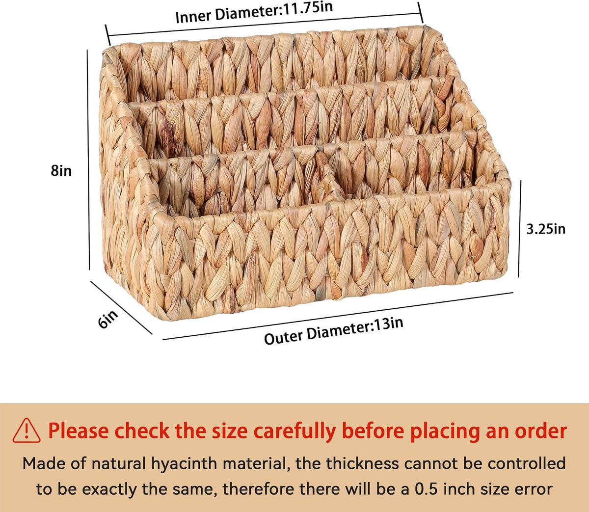 Large Water Hyacinth Tabletop Mail Organizer