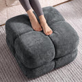 Grey Bubble Chenille Pouf Foot Rest Stool