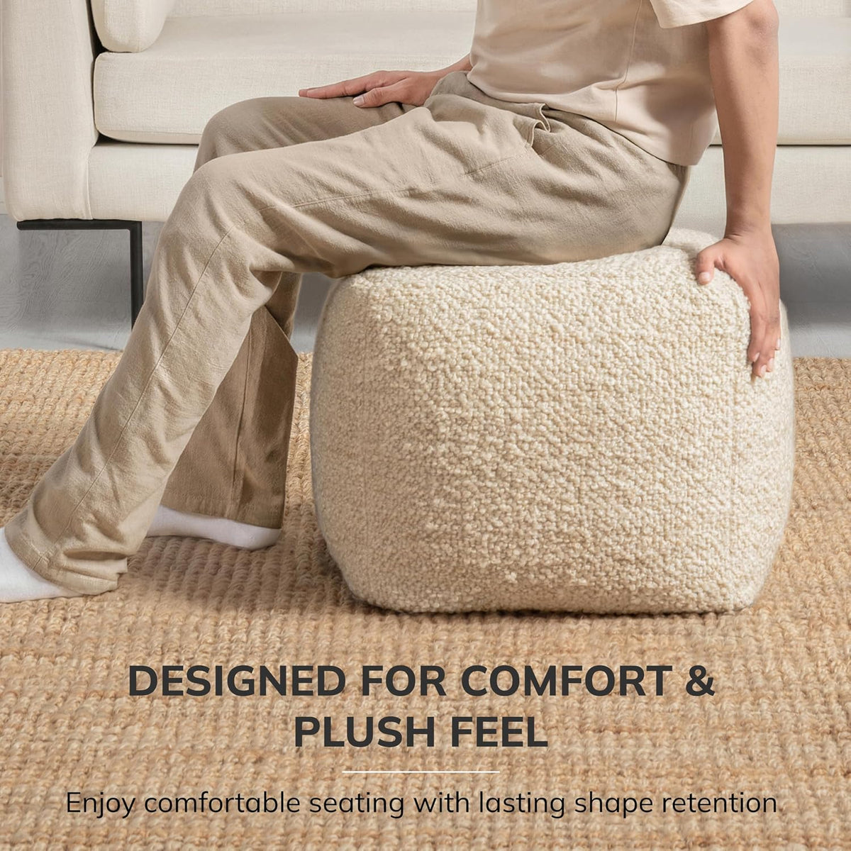 16" Handmade Pouf Ottoman for Living Room