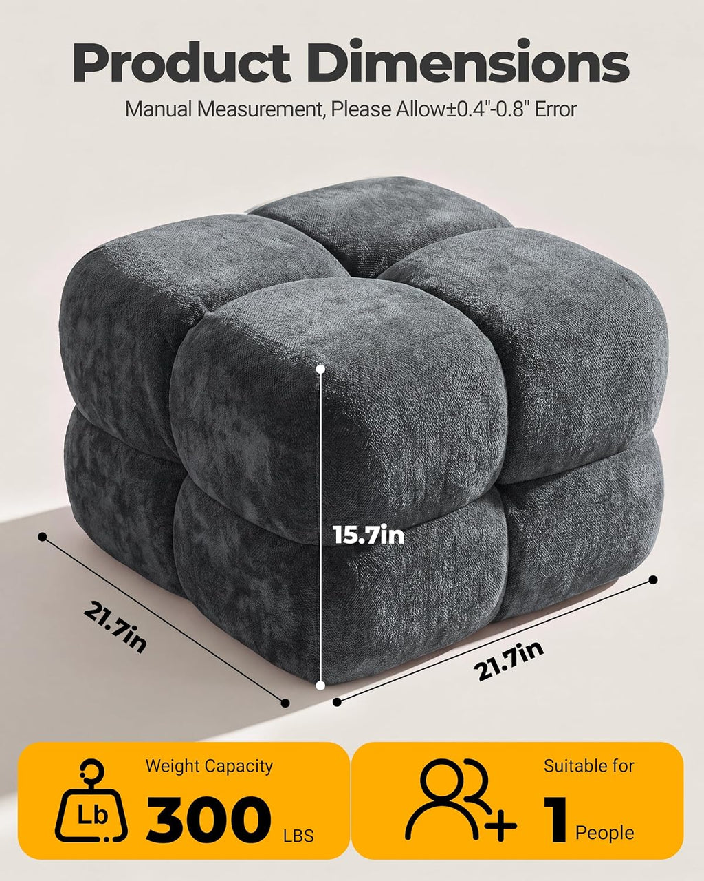 Grey Bubble Chenille Pouf Foot Rest Stool