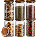 6 Ribbed Glass Jars with Airtight Wooden Lid