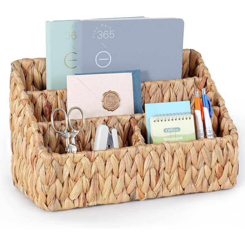 Large Water Hyacinth Tabletop Mail Organizer