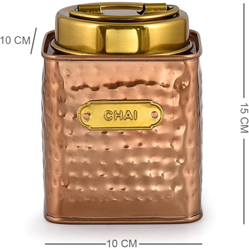 3 Square Stainless Steel Canisters Copper Gold Finish
