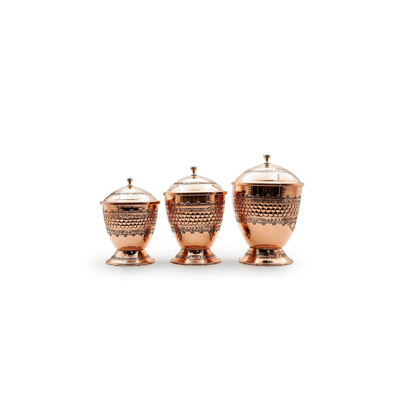 3 Honeycomb Copper Handmade Spice Jars