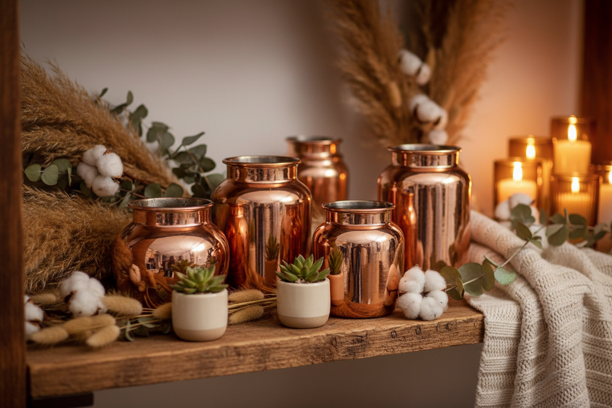 Polished-Copper Decor Jars
